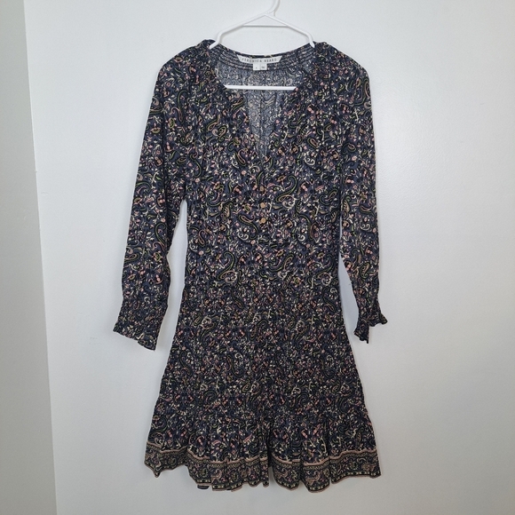 Veronica Beard Blue Multicolor Smocked Ruffle Paisley Karlina Mini Dress Size 8 - Picture 3 of 7